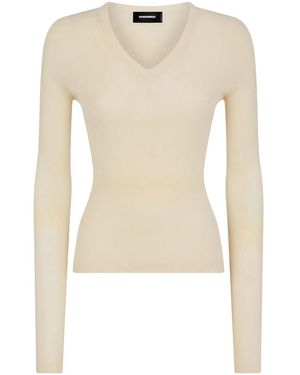 DSquared² Slim-Cut Ribbed-Knit Jumper - Natural