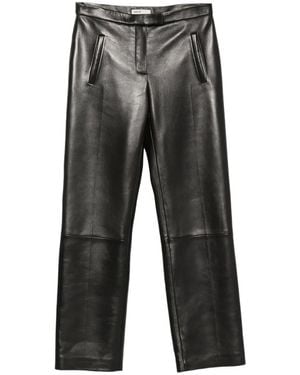 KHAITE Leather Straight-Leg Pants - Gray