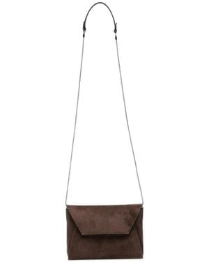 Brunello Cucinelli Suede Chain-Link Cross Body Bag - White
