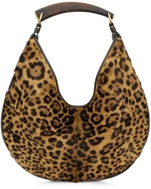 Saint Laurent Mombasa Leopard-Print Shoulder Bag - Natural