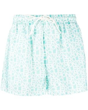 Moncler Logo-Print Drawstring Shorts - Blue