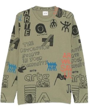 Arte' Graphic-Print Long-Sleeve T-Shirt - Green