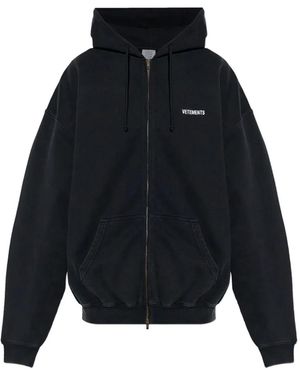 Vetements Hoodie Zippé À Détail Long - Bleu