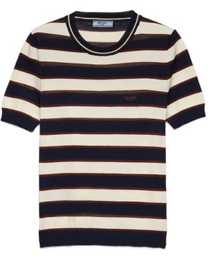 Prada ストライプ Tシャツ - ブルー