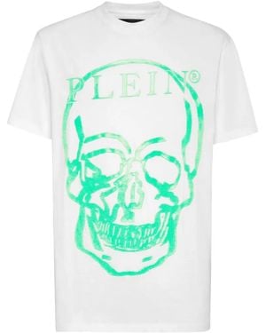 Philipp Plein T-Shirt À Imprimé Tête De Mort - Blue