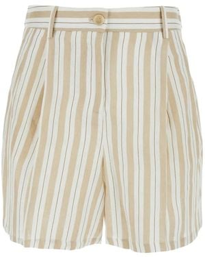 Semicouture Striped Pleated Shorts - Natural