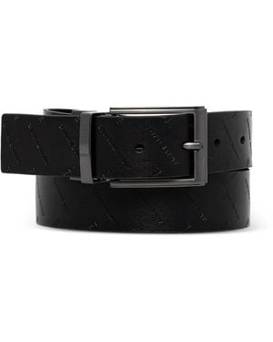 ARMANI EXCHANGE Logo-Embossed Leather Belt - Black