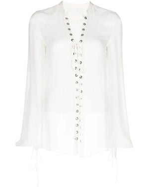 Dion Lee Top Semi Trasparente Con Occhielli - Bianco