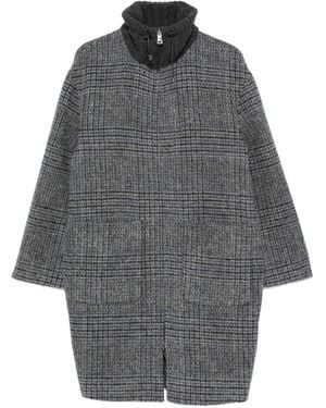Manzoni 24 Check-Pattern Drawstring Coat - Grey