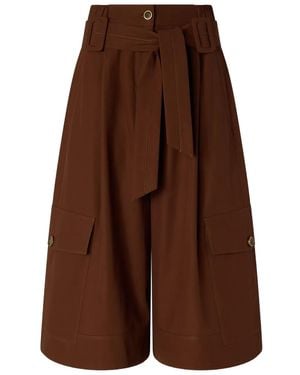 Pinko Wide-Leg Buckle Detail Shorts - Brown