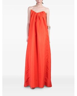 Del Core Draped Bustier Maxi Dress - Red