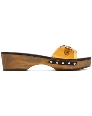 Ancient Greek Sandals 50 Mm Omonia Sandalen Met Plateauzool En Gespsluiting - Bruin