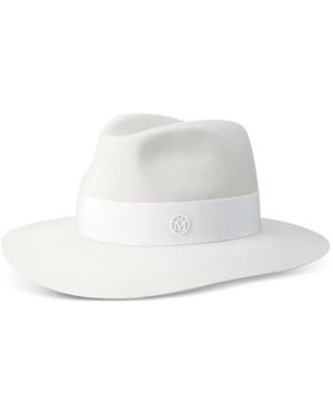 Maison Michel Henrietta Ribbon-Detailed Fedora Hat - White