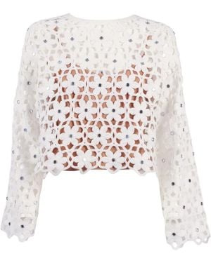 Michael Kors Gehäkelte Bluse Mit Spiegelapplikation - Weiß