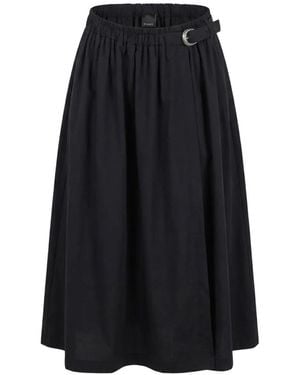 Pinko Midi Skirt With Slit And Texan Buckle - Black