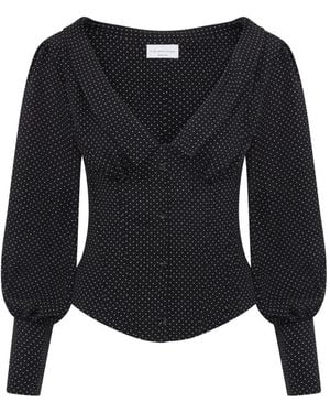 Violante Nessi Amber Polka-Dots V-Neck Blouse - Black