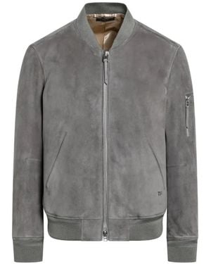 Tom Ford Suede Bomber Jacket - Grey