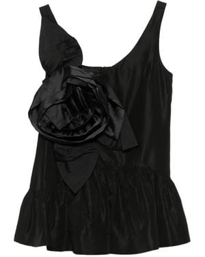 Simone Rocha Rosette-Embellished Ruffled Top - Black