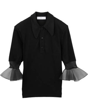 Toga Poloshirt Mit Tüllbesatz - Schwarz