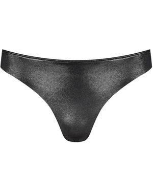 Maison Close Metallic-Effect Bikini Bottoms - Grey