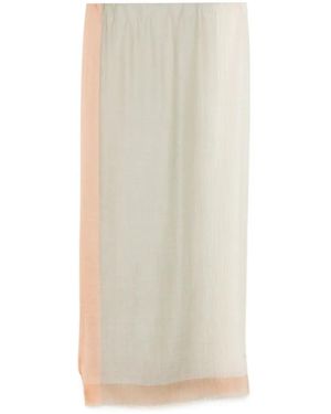 N.Peal Cashmere Bordered Cashmere Scarf - White
