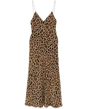 Blazé Milano Abito Midi Con Stampa Leopardata - Neutro