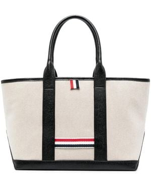 Thom Browne Rwb-Stripe Tote Bag - Natural