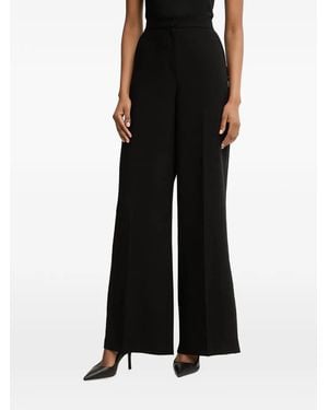 Morgan Elasticated-Waist Wide-Leg Trousers - Black