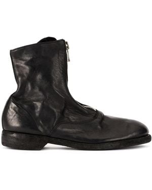 Guidi Soft Zip Front Ankle Boots - Black
