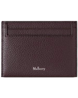 Mulberry Logo-Print Grained-Leather Card Holder - Purple