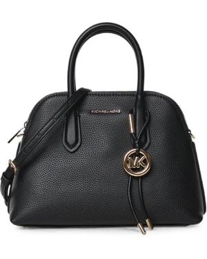 Michael Kors Medium Freddie Logo-Charm Pebbled Handbag - Black