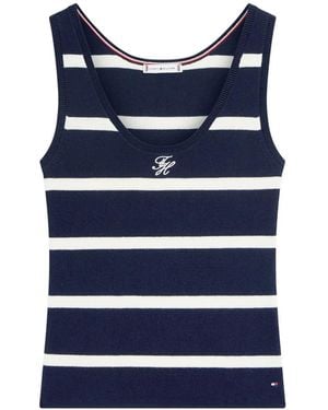 Tommy Hilfiger Débardeur Rayé À Encolure Arrondie - Blue