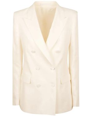 Tagliatore Double-Breasted Peak-Lapel Jacket - White