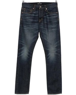 Tom Ford Belt-Loop Logo-Patch Jeans - Blue