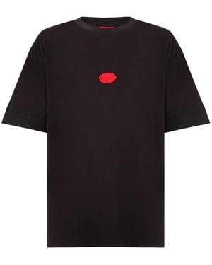 BOSS Logo-Patch Quilted-Trim T-Shirt - Black