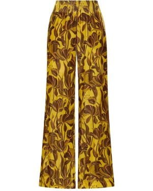 Maliparmi Lily's Ballet Smocked Floral Trousers - Yellow