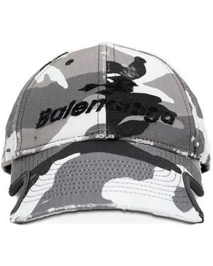 Balenciaga Camouflage-Print Cap - Grey