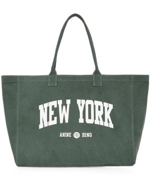 Anine Bing Leo Canvas Tote New York University - Green