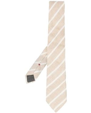 Brunello Cucinelli Diagonal-Stripe Neck-Tie - White
