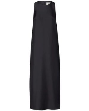 Loulou de Saison Paloma Twisted Silk Midi Dress - Black