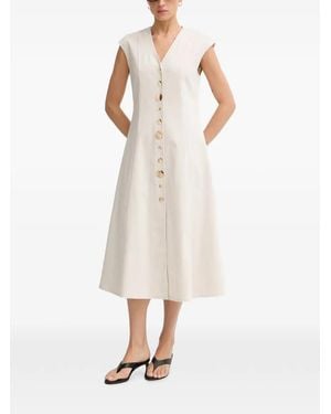 Joseph Ribkoff Button-Up Sleeveless Midi Dress - White