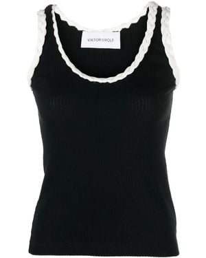 Viktor & Rolf Braid-Detail Cotton Tank Top - Black