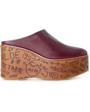 Chloé Maxime Wedge Mules - Red