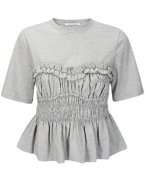 Cecilie Bahnsen Vilde Ruffled Peplum T-Shirt - Grey