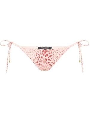 Roberto Cavalli Bikinislip Met Luipaardprint En Striksluiting - Roze