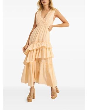 LoveShackFancy Vestido largo Jordie con volantes - Neutro