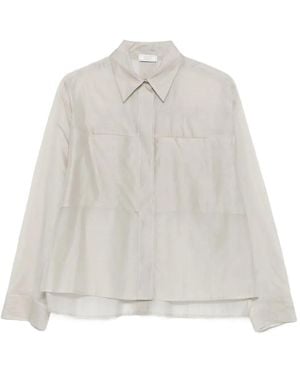 Peserico Camisa de seda y algodón con botones - Blanco