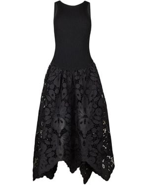 Aje. Atlas Floral-Lace Dress - Black