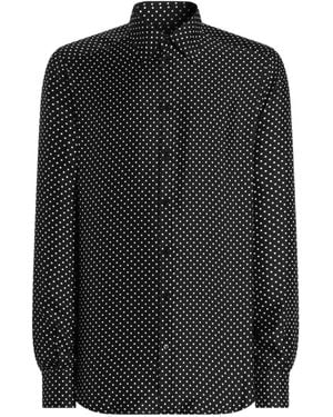 Dolce & Gabbana Polka Dot-Print Martini Twill Shirt - Black