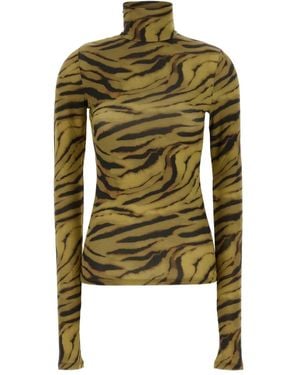 Ganni Langarmshirt mit Animal-Print - Grün